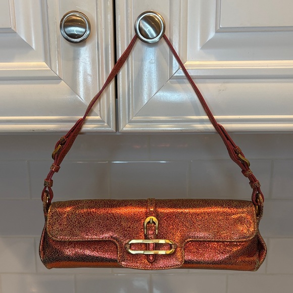 Jimmy Choo Vintage Bag Purse Tulita Metallic Leather Baguette NWOT